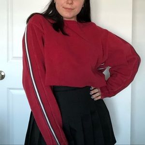 red long sleeve skater crop top